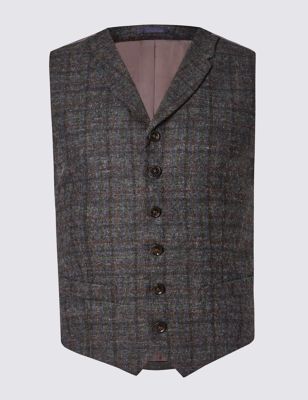 Pure Wool Checked Waistcoat with Buttonsafe&trade;